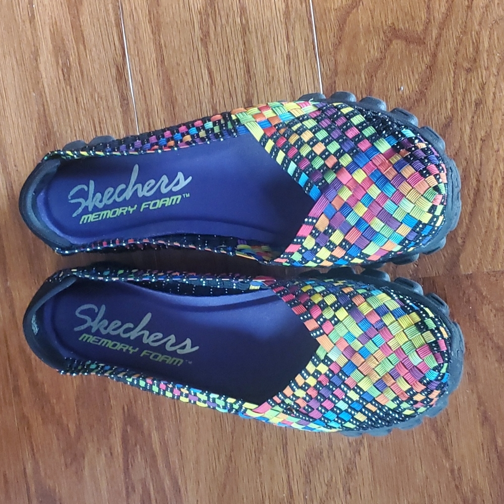 Skechers Rainbow Weave Memory Foam walking shoes